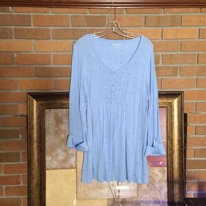 Kim Rogers Light Blue Blouse with Button Detail